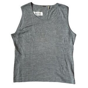 Elie Tahari‎ Merino Wool Gray Sleeveless Knit Top Blouse Casual Tank Large Nwot